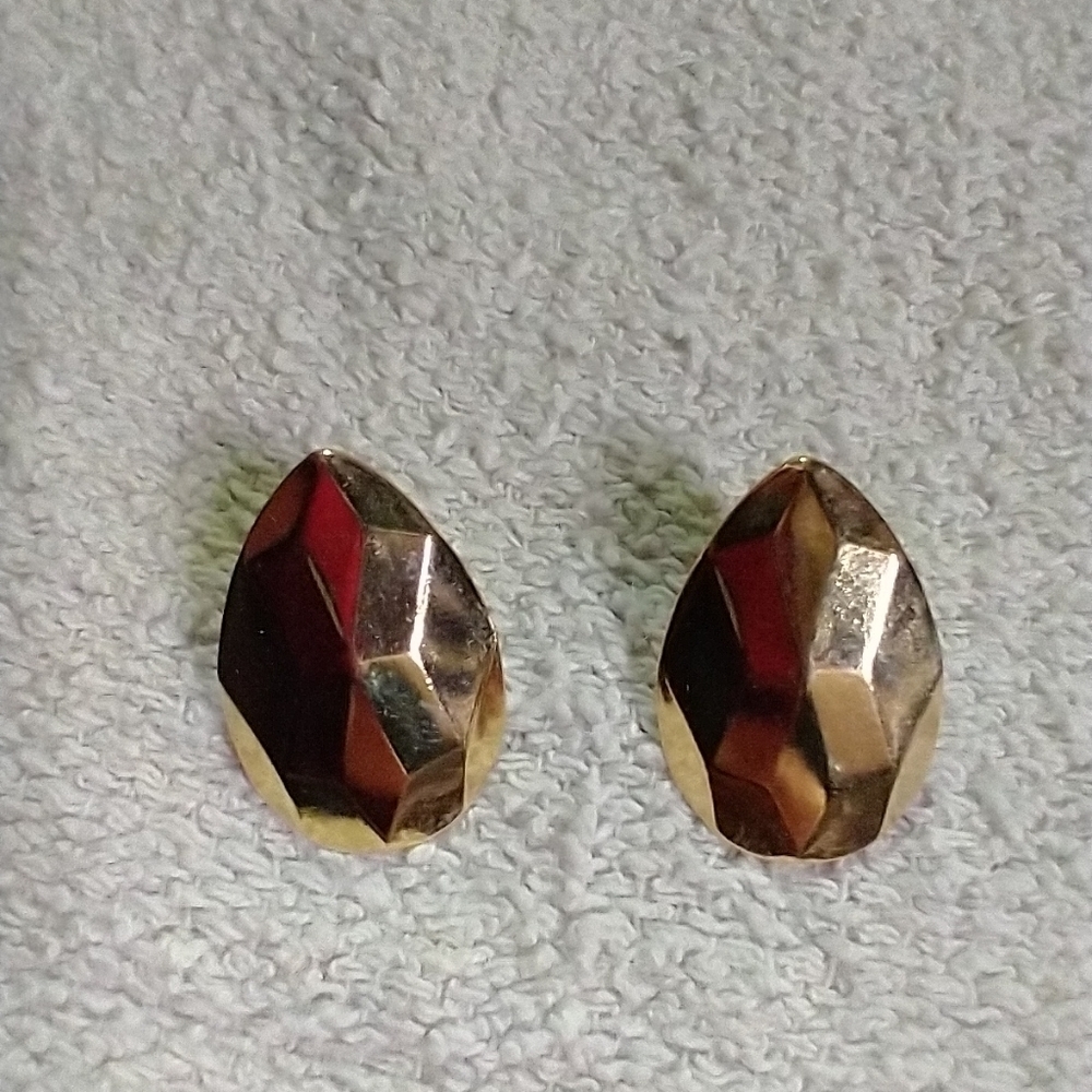 Goldtone Teardrop Faceted Post Earrings